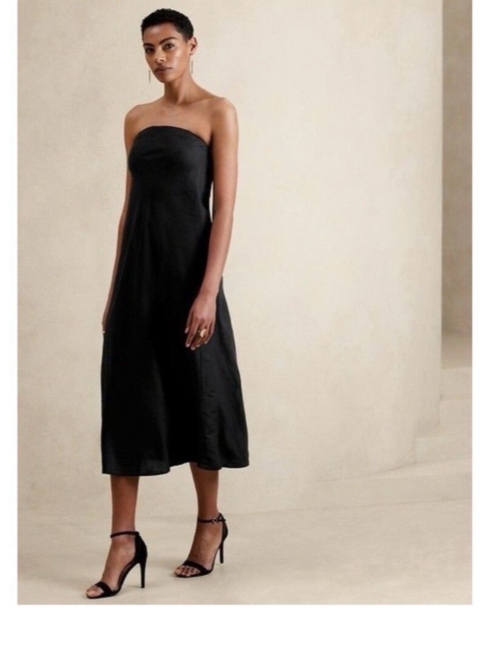 Banana Republic Factory Black Strapless Midi Dress